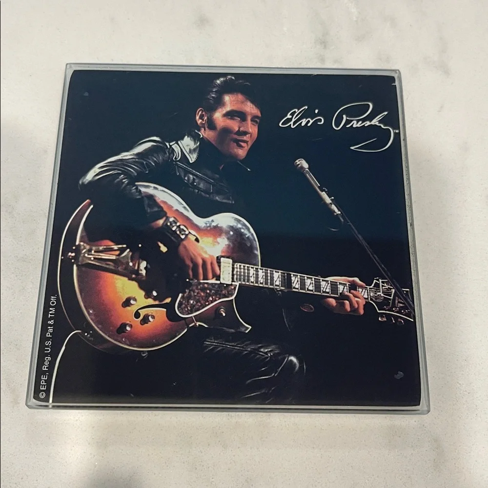 Elvis Presley Glass Coaster Collection ~ Set of 4 different images 4 x 4”